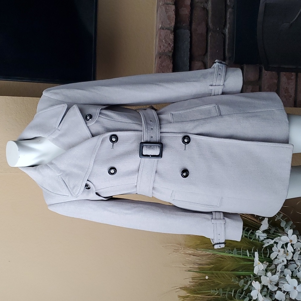 THE LIMITED Double Breasted Belted Wool Blend Pea Coat SIZE: S